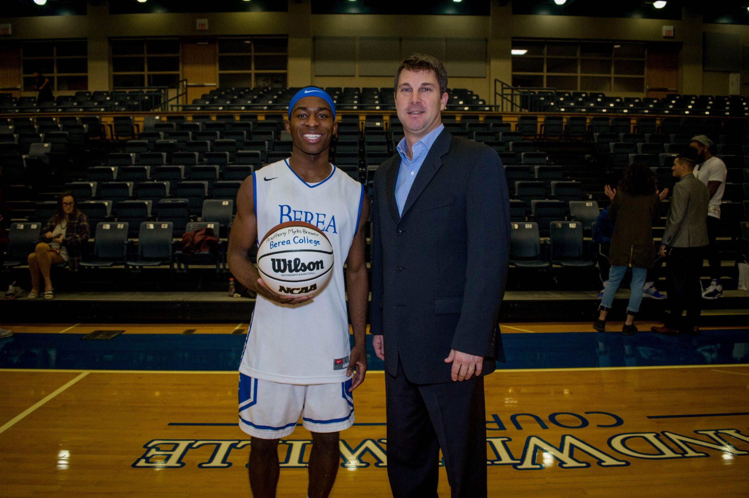 Anthony '17 accompanied by Coach John Hemenway, former Men's Basketball Coach at Berea College.